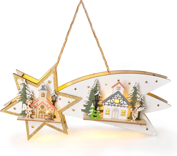Solight LED træ-julekomet med timer 10× LED, varm hvid, 31 cm - 1 stk.