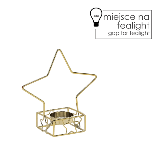 Guld farvet metalstage i stjerneform til fyrfadslys