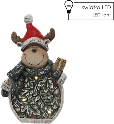 Julefigur – hjorte med blade LED 24 × 9,5 × 38,5 cm