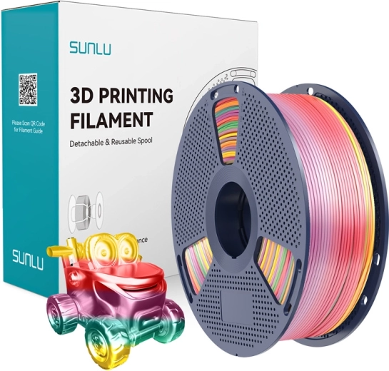 Sunlu PLA+ silk filament regnbue 01 1,75 mm 1 kg
