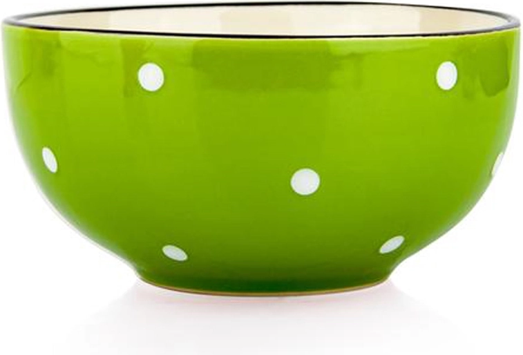 Keramisk skål TORO 490 ml grøn med prikker