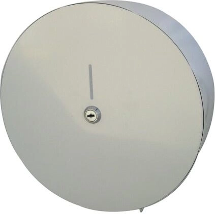 Rund toiletpapirdispenser GIGANT 34 cm med lås – hvid metal