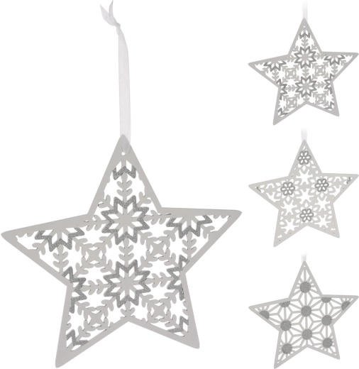 Hængende træstjerne 30 cm hvid