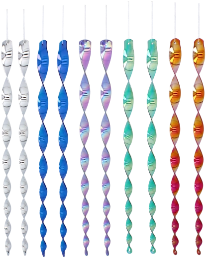 Sæt med 10 reflekterende fuglespiraler 50 cm – mix af farver
