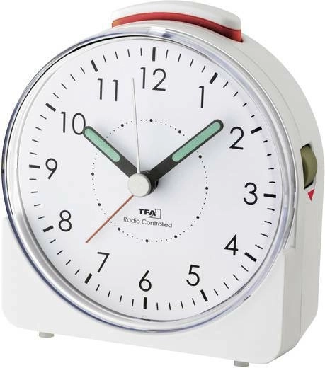 TFA Sunrise radiostyret analog vækkeur, hvid