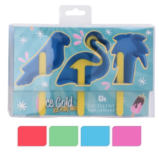 Plastforme til ispinde med dyremotiver, 3 stk.