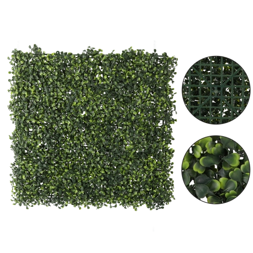 Dekorativt panel af kunstig buksbom 50 × 50 cm