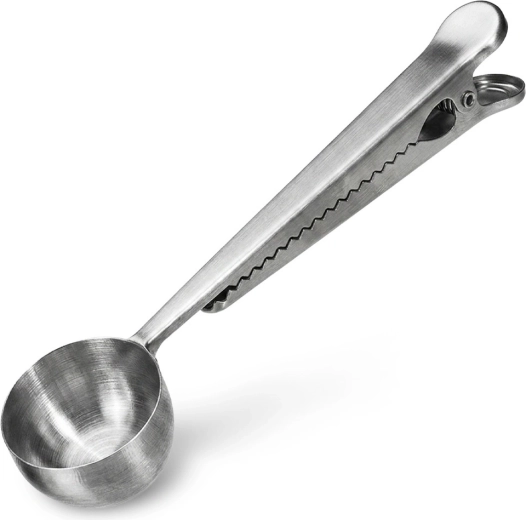 Rustfri måleske til kaffe og te med klips, 18 cm