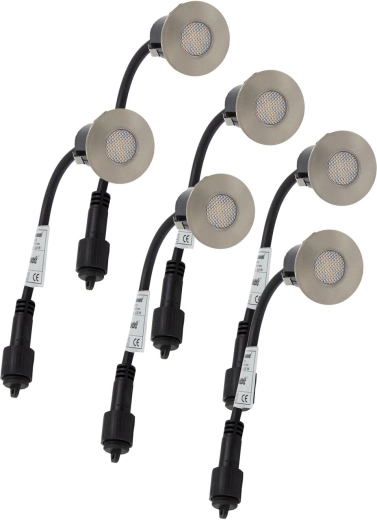 Indbygget LED-armatur til træ 4,5 cm, 0,2 W, IP67, sæt 6 stk.