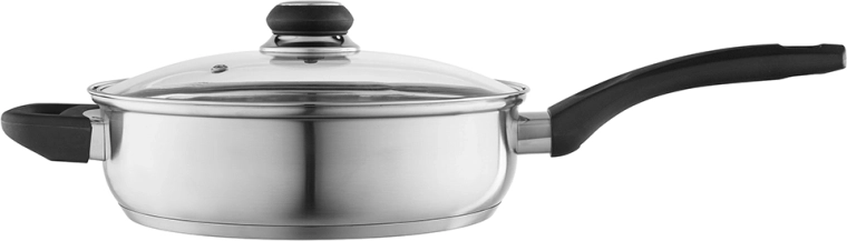 Altom Design Emilio dyb stegepande i rustfrit stål med glaslåg 24 cm, 2,8 l