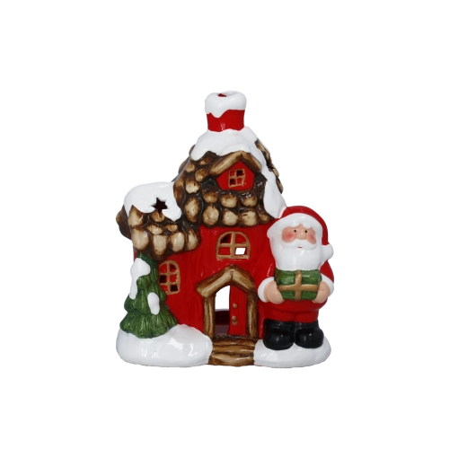 Juledekoration med julemandens hus