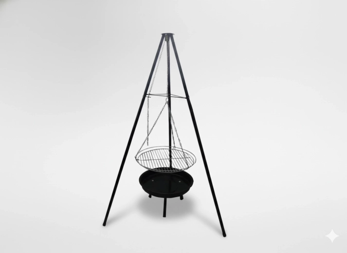 Hængende justerbar grill på trefod 95 × 95 × 147 cm