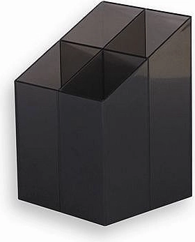 Plastisk holder til skriveartikler ICO, 4-delt, røgfarvet transparent