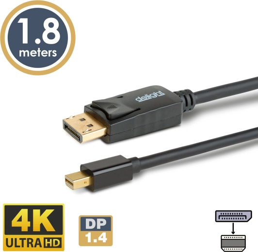 DisplayPort til Mini DisplayPort-kabel 1.4 4K, 1,8 m