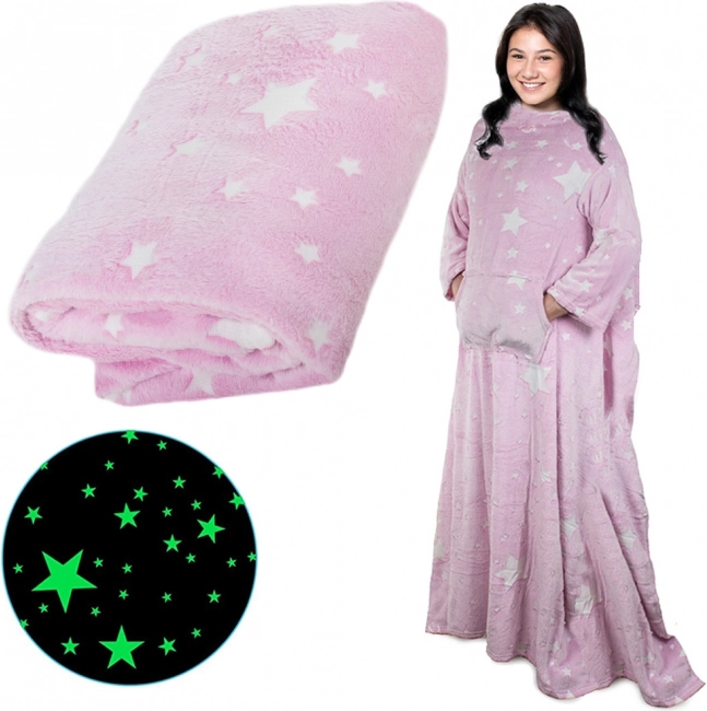 Fleecetæppe med ærmer 140 × 200 – Neon