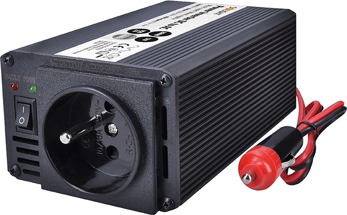 Solight spændingsomformer 12 V til 230 V 200 W med USB, metal, sort