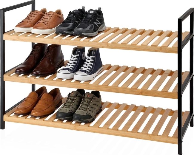 Storage Solutions bambus-skoreol med 3 hylder 70 × 30 × 48 cm - 1 stk.