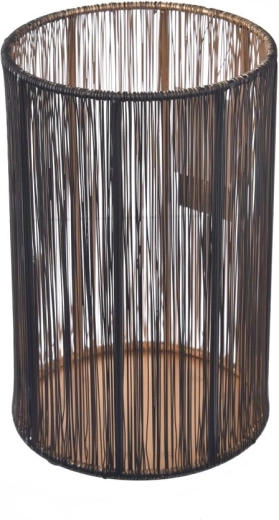 Stor lysestage i metal, sort-guld, 20 cm