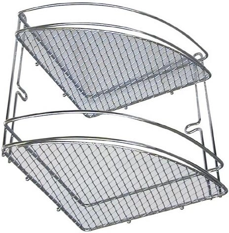 Hjørne-badeværelseshylde i to niveauer i krom 20,5 × 20,5 × 26 cm