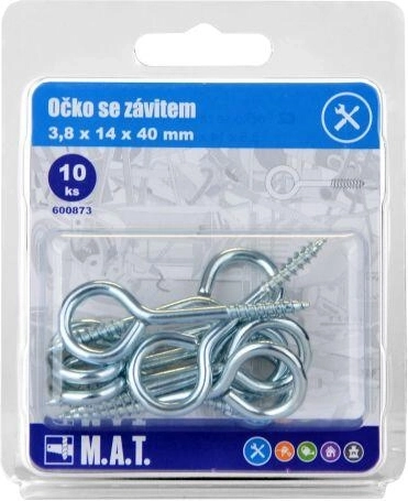 Lukket øje med gevind 40 × 14 × 3,8 mm, galvaniseret (10 stk)