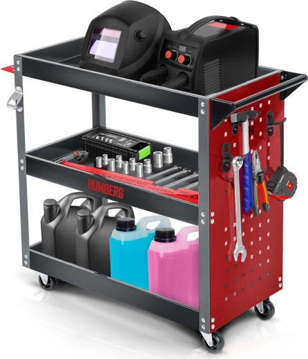 Værkstedsvogn til værktøj HUMBERG med 3 hylder, 300 kg