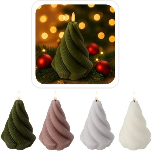 LED-spiral stearinlys af ægte voks Twisted 9 × 12,5 cm med timer