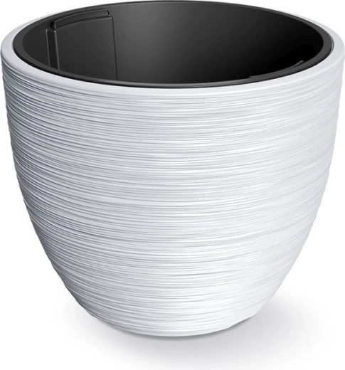 Furu blomsterkrukke med udtagelig indsats 47 cm – hvid plastikpotte til planter