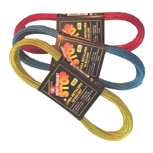 Metaltøjline 20 m med stålkærne og PVC-overflade