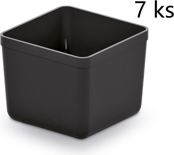 Sæt med 7 plastbokse til værktøj Unite Box, sort, 55 × 55 × 165 mm