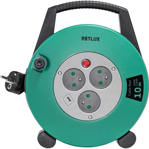 RETLUX kabeltromle med USB-C, 10 m