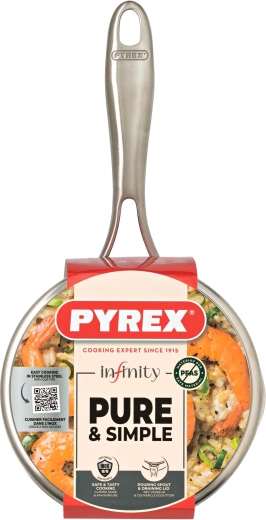 Kasserolle Infinity med rustfrit stål og glaslåg 16 cm, 1,25 l