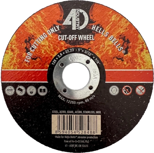 Skæreskive til stål og rustfrit stål 125 × 2,5 × 22,2 mm