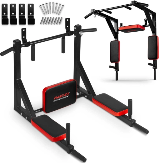 Vægmonteret pullup-bar med armlæn NEO SPORT NS-319