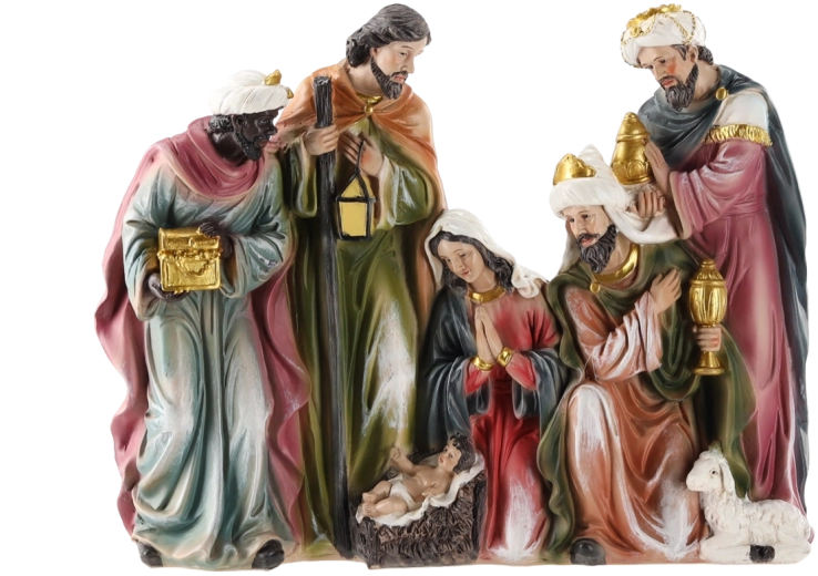 Dekorativ julekrubbe-figur: Jesu fødsel med de tre vise mænd – 1 stk.