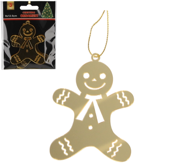 Sæt med gyldne julepynt i honningkageform (3 stk)