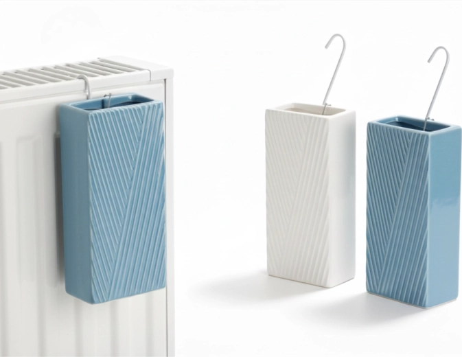 Keramisk radiator-luftfugter med stribet mønster, mix af farver – sæt med 6 stk.