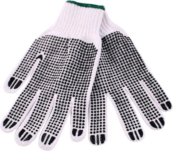 Strikkede bommuldshandsker til arbejde med dobbeltsidet skridsikring