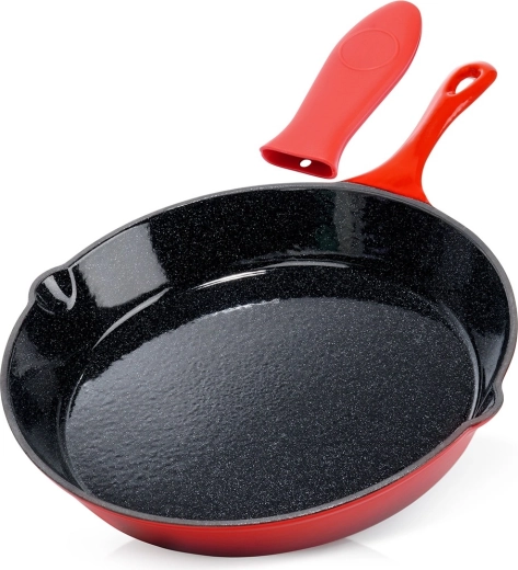 emaljeret støbejernspande med silikonehylster 30 cm