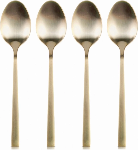 Gyldne teskeer i rustfrit stål, sæt med 4 stk.