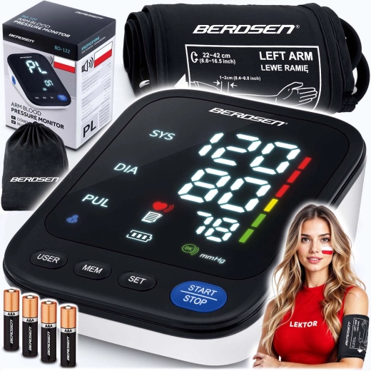Overarmsblodtryksmåler med polske stemmevejledninger BERDSEN BD-122