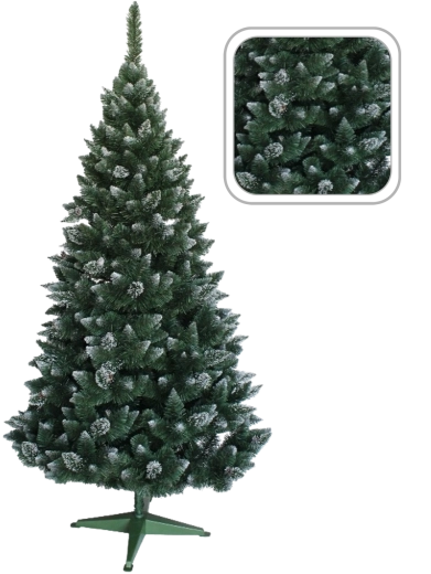 Snedækket kunstigt juletræ Fyr med glitter og kogler 220 cm