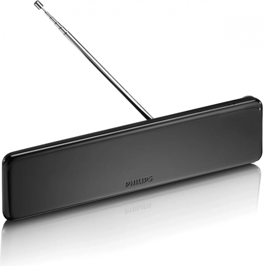 Indendørs TV-antenne med forstærkningsregulering, koaksialkabel 1,8 m, 75 Ohm, 3G/4G-filter, DVB-T/T2