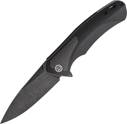 Petrified Fish PUB PF838CDW foldekniv 9,5 cm, Black Stonewash, sort G10 med kulfiber