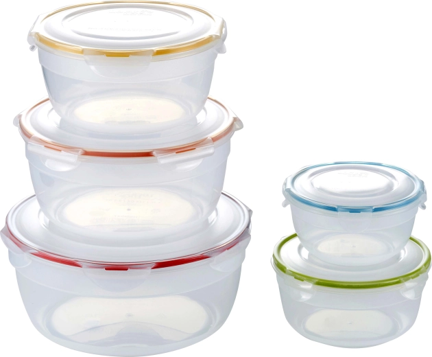 Sæt med runde madopbevaringsdåser LOCK, 5 stk.