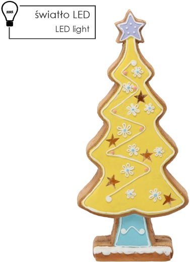 Julefigur – honningkagetræ med gult LED-lys 53,6 cm