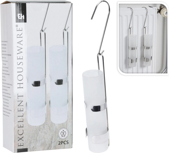 Rund radiatorfordamper 325 ml af glas og rustfrit stål, 2 stk.