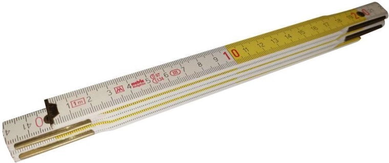 Sammenklappeligt træmeter 1 m, hvid/gul