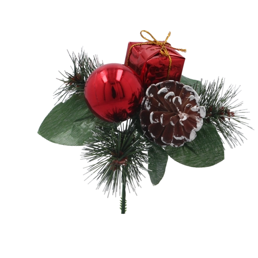 Rød juledekorativ kvist 18 cm