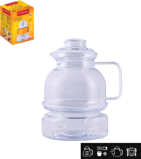 Varmebestandig glasskande med låg og varmeholder 1,5 l