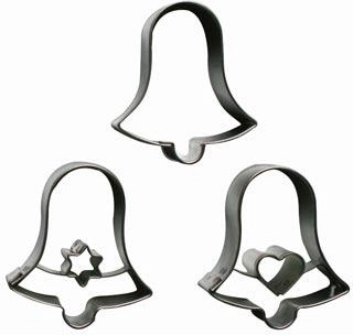 Sæt udstikkere til småkager klokke, 3 dele, rustfrit stål